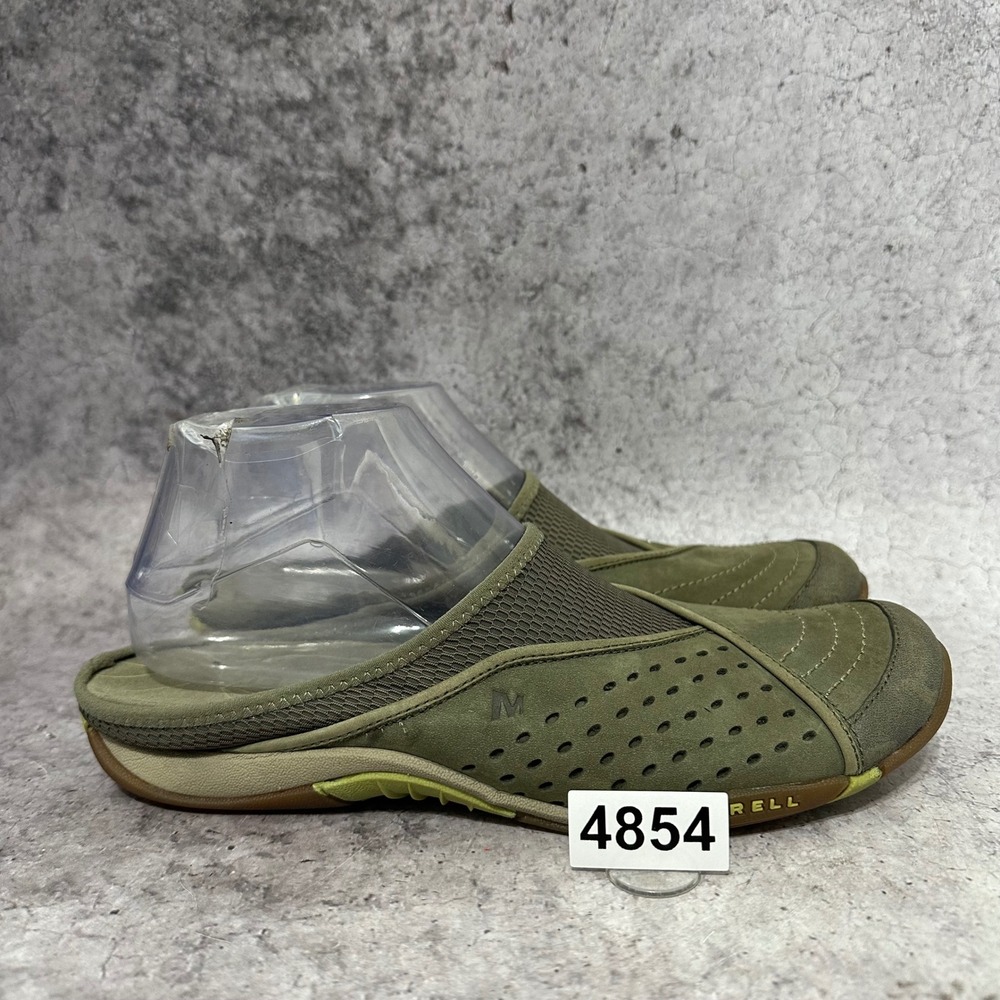 Merrell Rumba Mules Womens Size 9 Moss Green Suede Mesh Slip On Clogs J73946